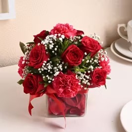 Roses & Carnations Vase Arrangement