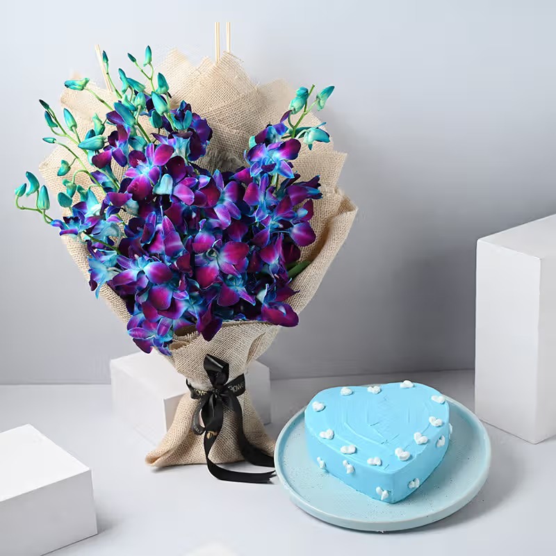 Blue Orchids N Pineapple Cake