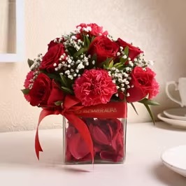 Roses & Carnations Vase Arrangement