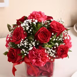 Roses & Carnations Vase Arrangement
