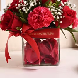 Roses & Carnations Vase Arrangement